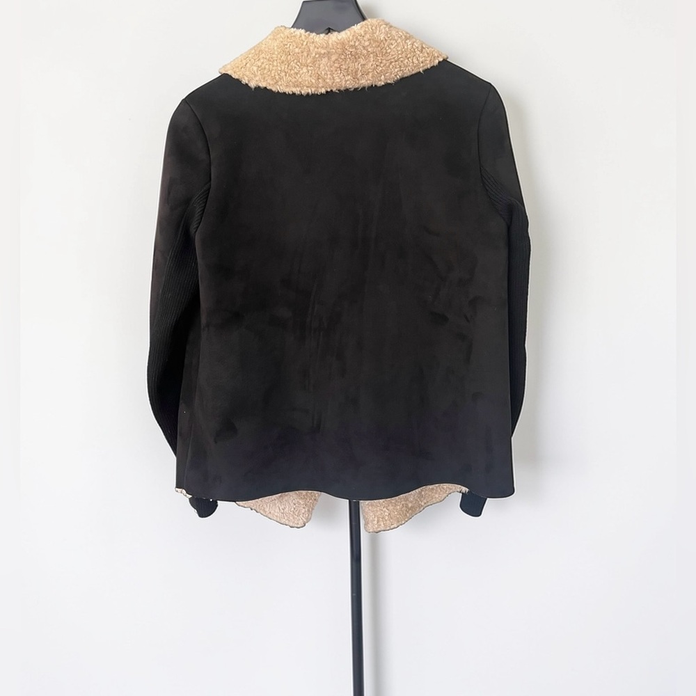 Bernardo Women’s Black Shell Faux Suede Jacket With Tan Shearling Size Small - Picture 4 of 6